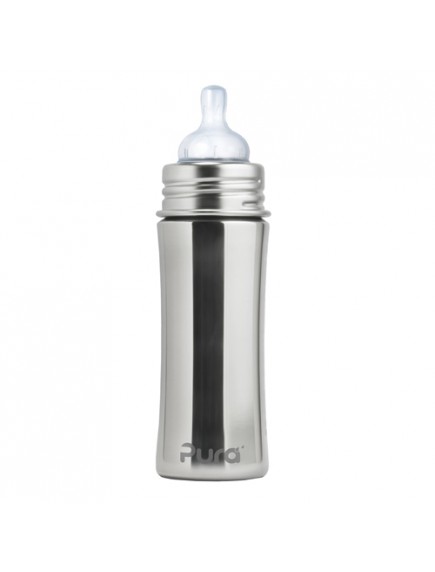 Pura Kiki 11oz Natural Stainless Steel Infant Feeding Bottle By Montyybucks Inc.